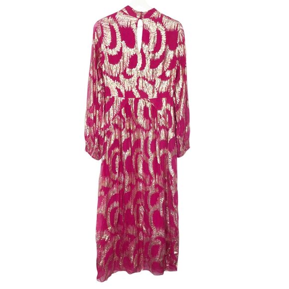Anthropologie Hemant & Nandita Metallic Maxi Dress Pink & Gold Size 4 NWT $435 - Picture 8 of 13